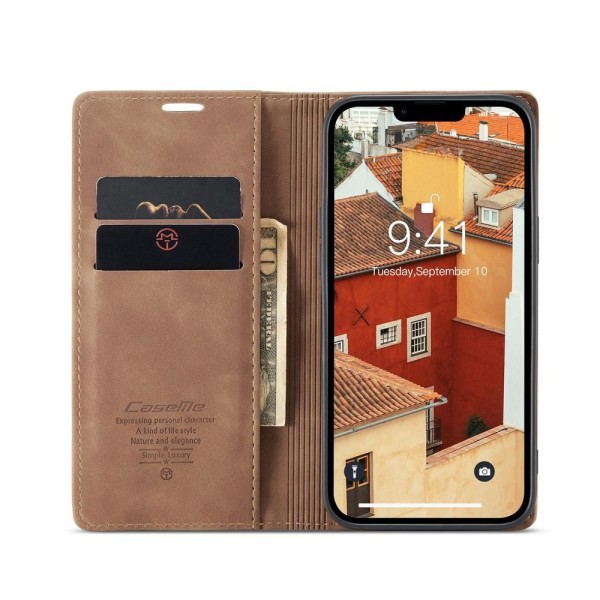 Чохол-книжка CaseMe Нубук для iPhone 14 Plus світло-коричневий
