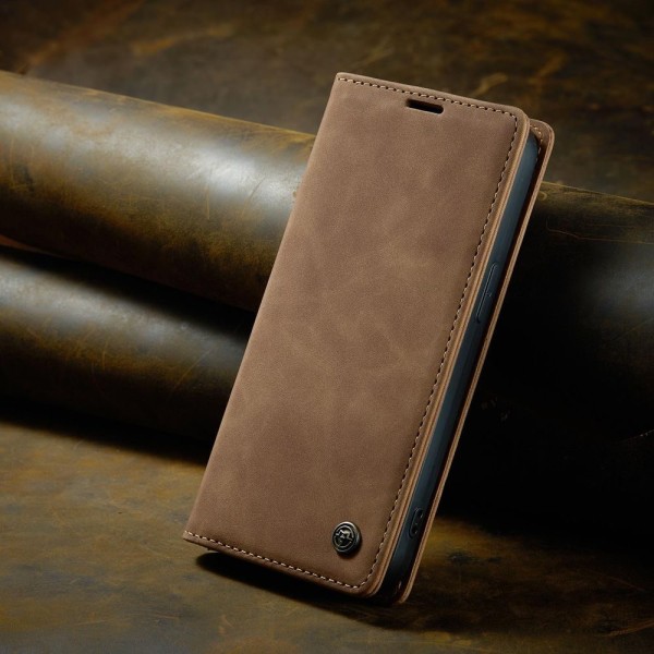 Чохол-книжка CaseMe Нубук для iPhone 14 Plus світло-коричневий