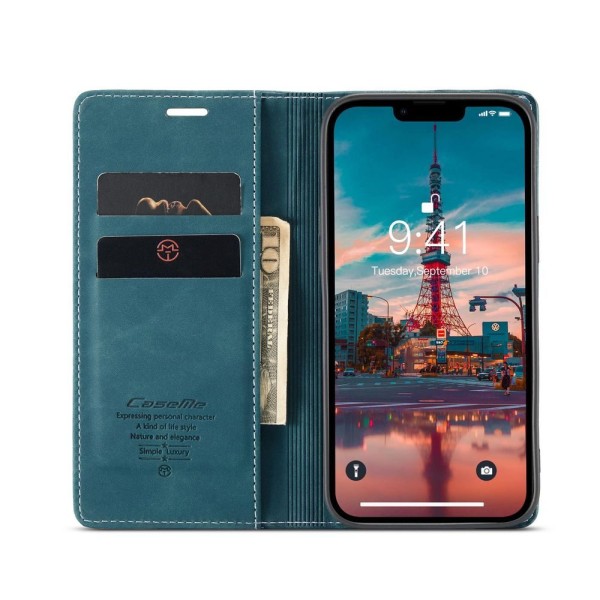 Чохол-книжка CaseMe Нубук для iPhone 14 Plus бірюзовий