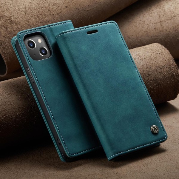 Чохол-книжка CaseMe Нубук для iPhone 14 Plus бірюзовий