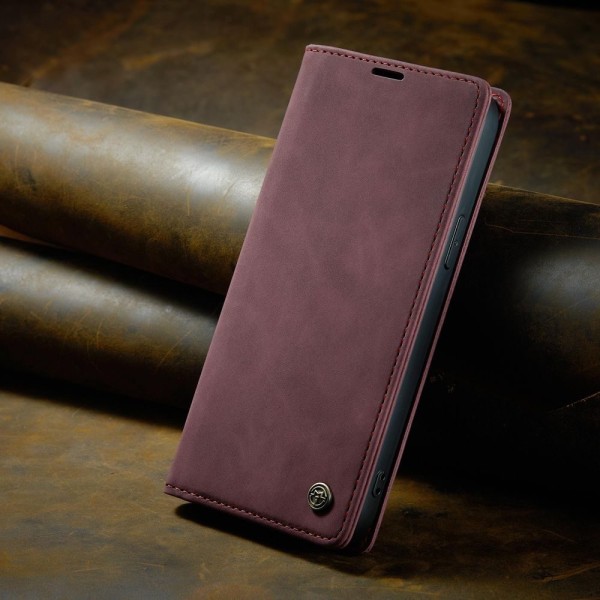 Чохол-книжка CaseMe Нубук для iPhone 14 Pro Max бордовий
