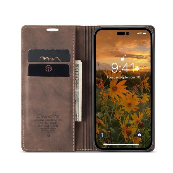 Чохол-книжка CaseMe Нубук для iPhone 14 Pro Max темно-коричневий