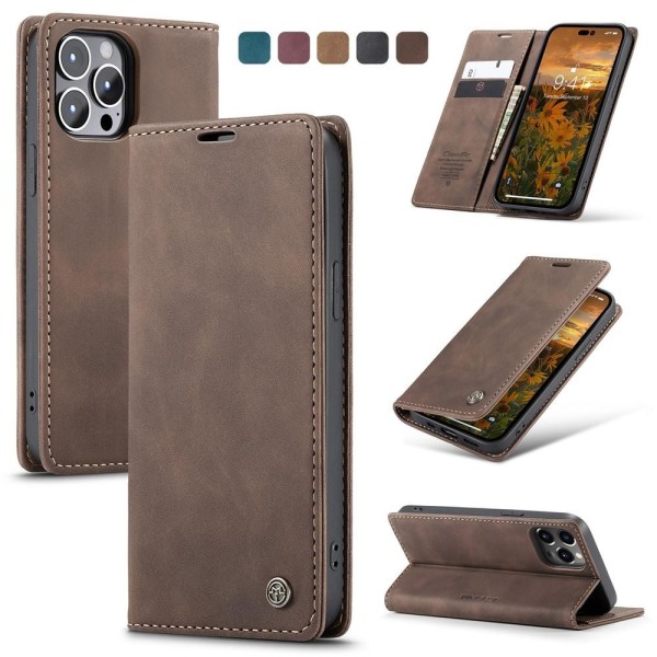 Чохол-книжка CaseMe Нубук для iPhone 14 Pro Max темно-коричневий