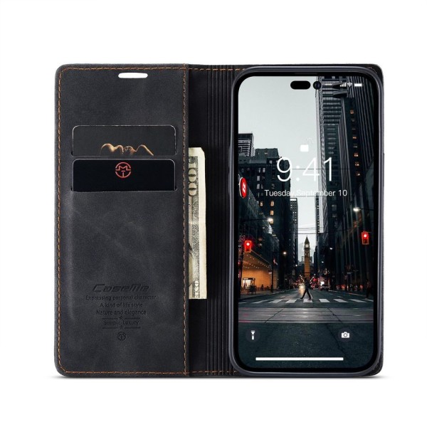 Чохол-книжка CaseMe Нубук для iPhone 14 Pro чорний