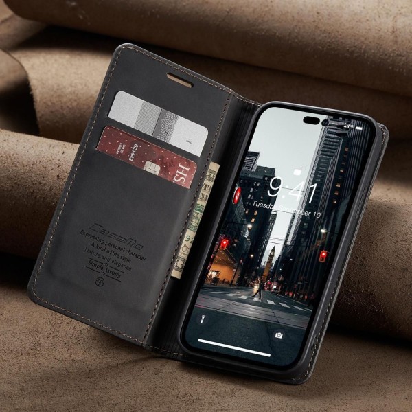 Чохол-книжка CaseMe Нубук для iPhone 14 Pro чорний