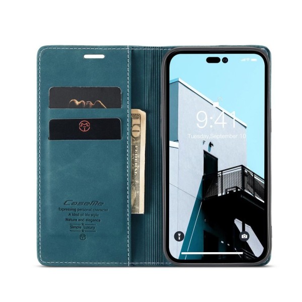 Чохол-книжка CaseMe Нубук для iPhone 14 Pro бірюзовий