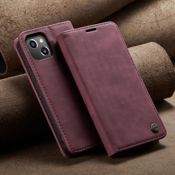 Чохол-книжка CaseMe Нубук для iPhone 14 бордовий