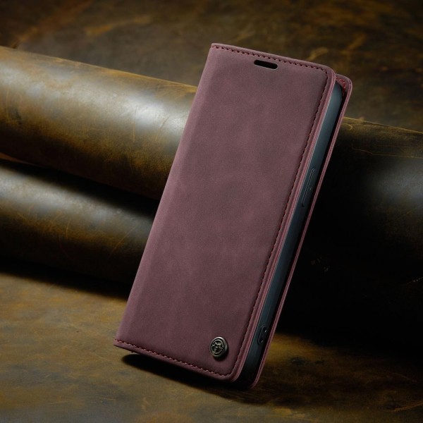 Чохол-книжка CaseMe Нубук для iPhone 14 бордовий