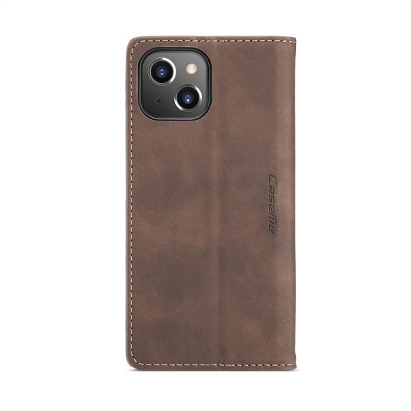 Чохол-книжка CaseMe Нубук для iPhone 14 темно-коричневий