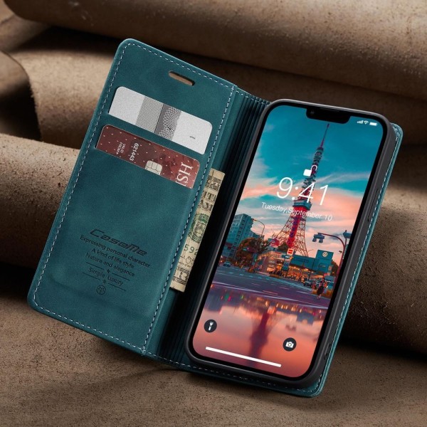 Чохол-книжка CaseMe Нубук для iPhone 14 бірюзовий