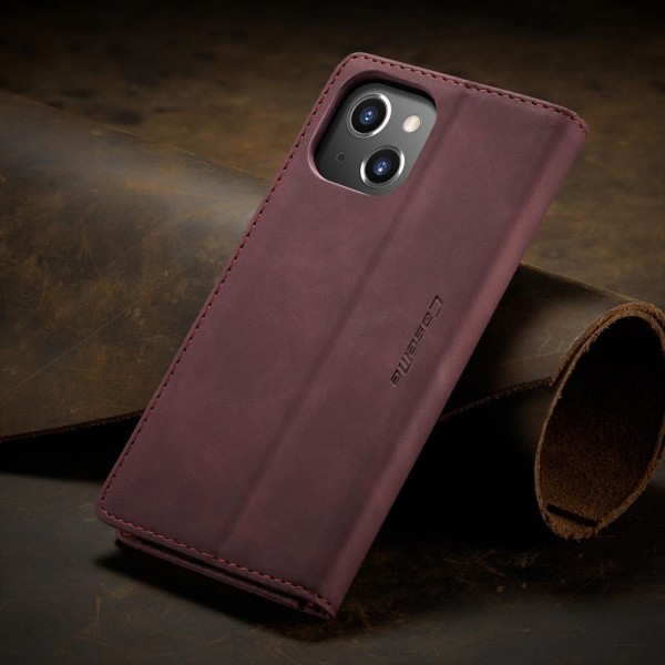 Чохол-книжка CaseMe Нубук для iPhone 15 Plus бордовий