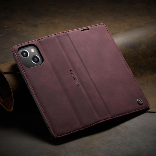 Чохол-книжка CaseMe Нубук для iPhone 15 Plus бордовий