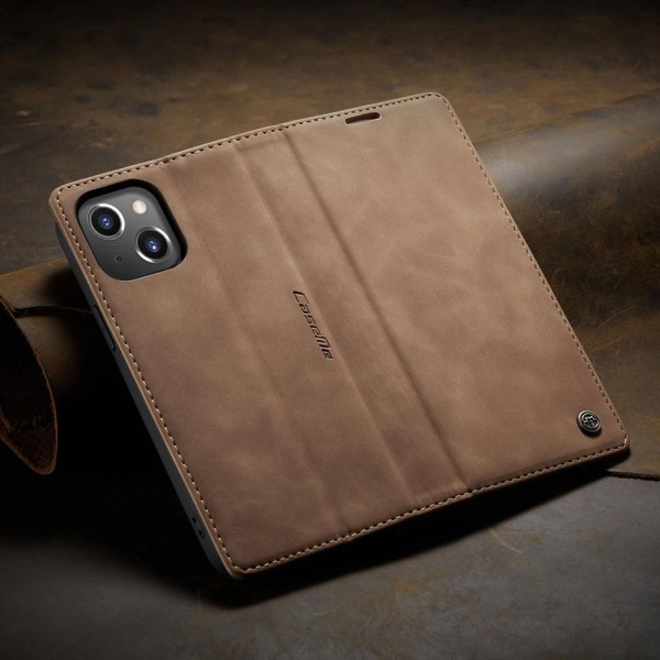 Чохол-книжка CaseMe Нубук для iPhone 15 Plus світло-коричневий