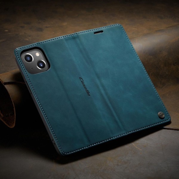 Чохол-книжка CaseMe Нубук для iPhone 15 Plus бірюзовий