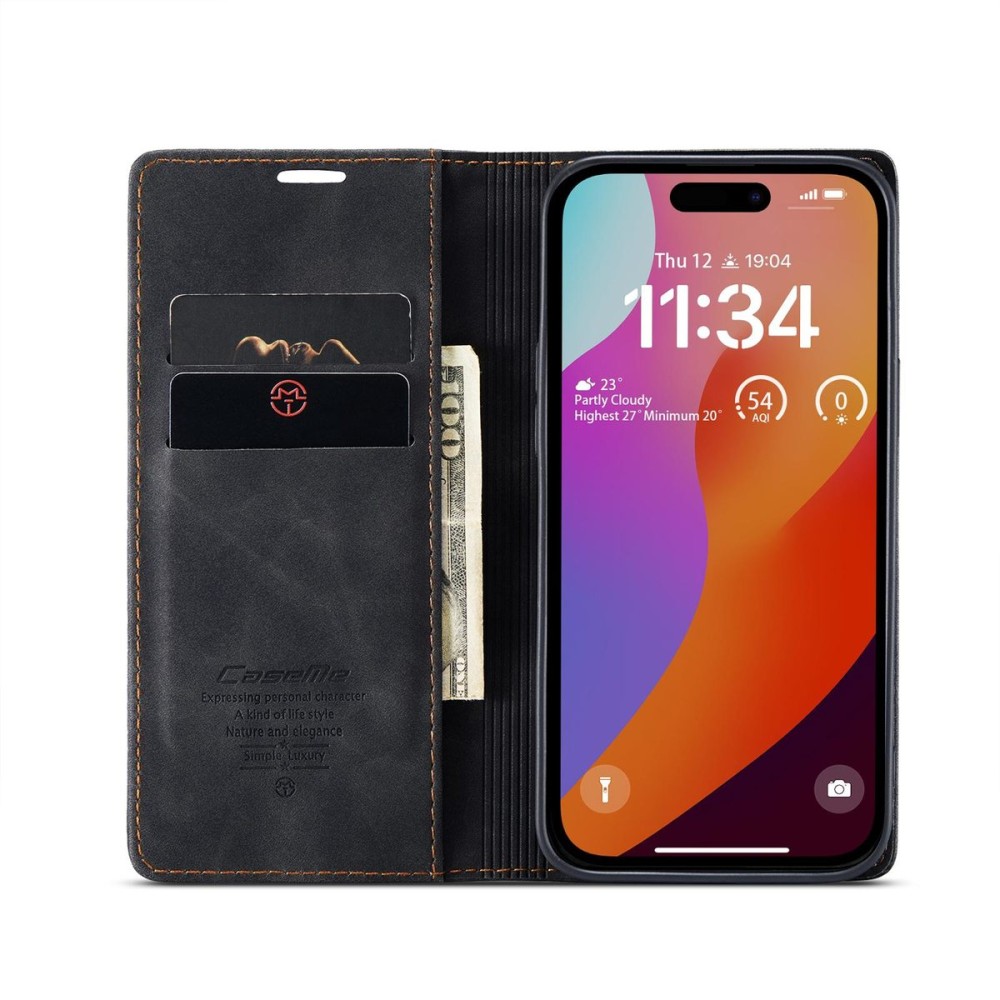 Чохол-книжка CaseMe Нубук для iPhone 15 Pro Max чорний
