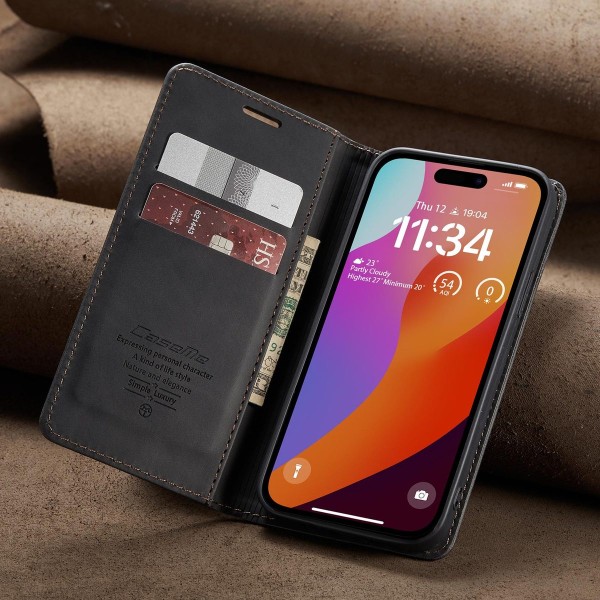 Чохол-книжка CaseMe Нубук для iPhone 15 Pro Max чорний