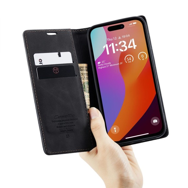 Чохол-книжка CaseMe Нубук для iPhone 15 Pro Max чорний