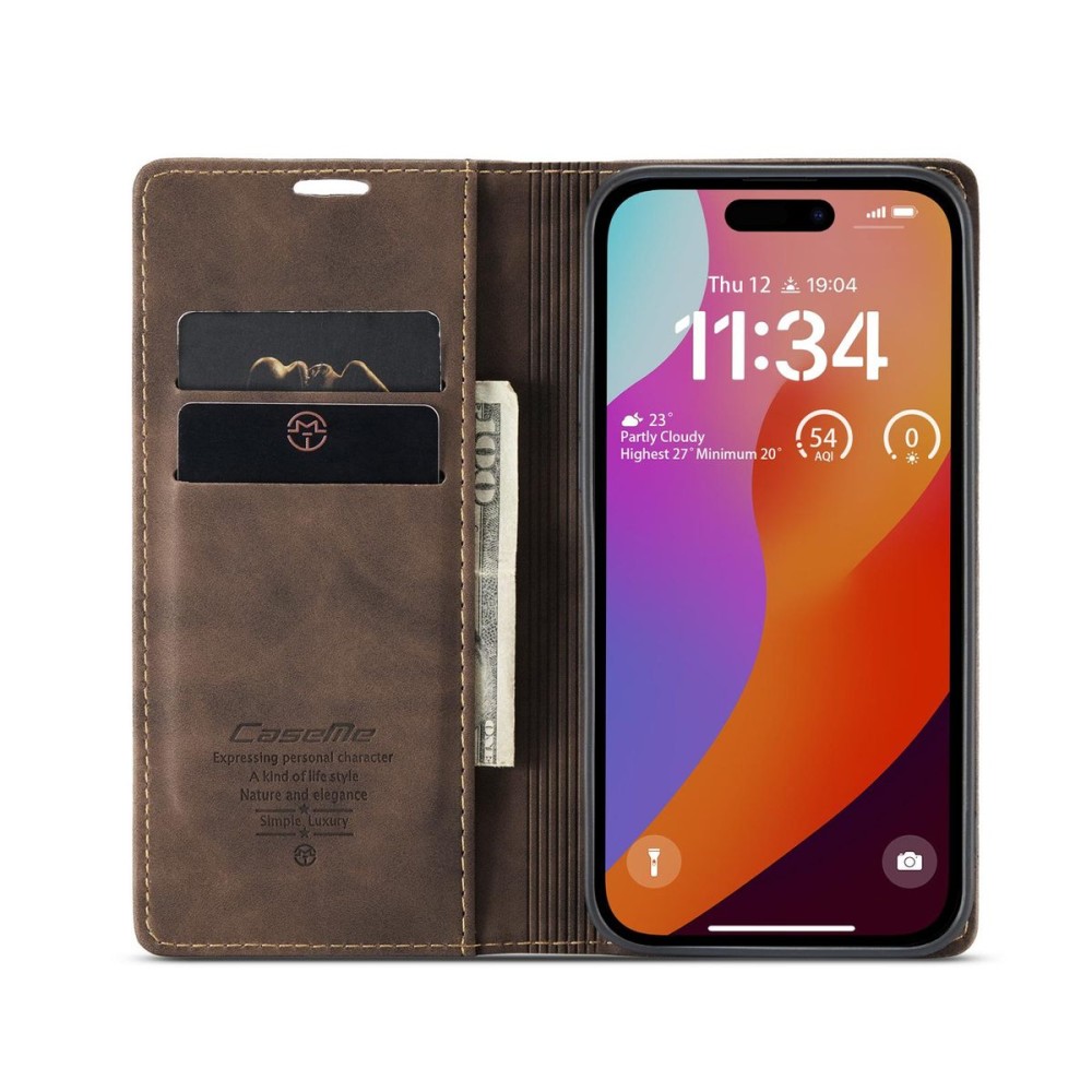 Чохол-книжка CaseMe Нубук для iPhone 15 Pro Max темно-коричневий