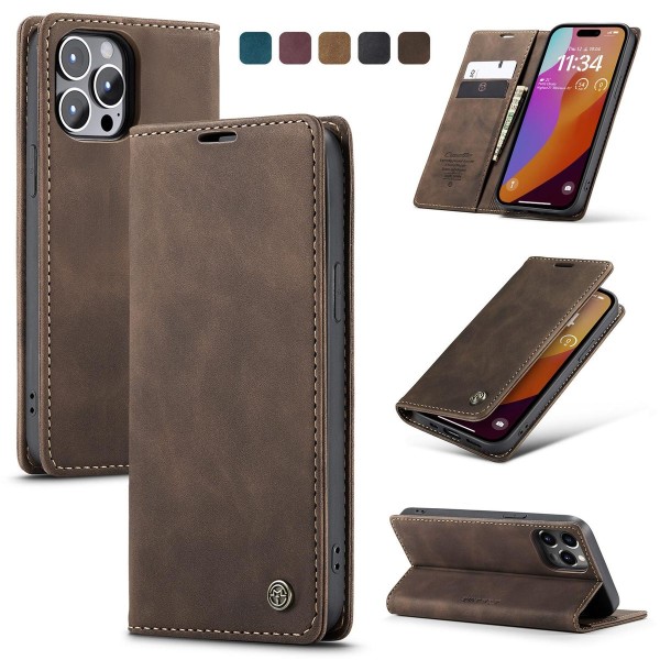 Чохол-книжка CaseMe Нубук для iPhone 15 Pro Max темно-коричневий