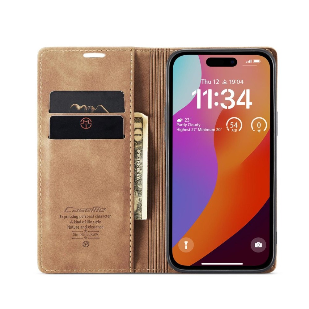 Чохол-книжка CaseMe Нубук для iPhone 15 Pro Max світло-коричневий