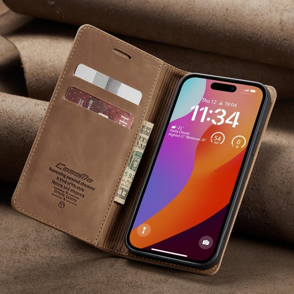 Чохол-книжка CaseMe Нубук для iPhone 15 Pro Max світло-коричневий