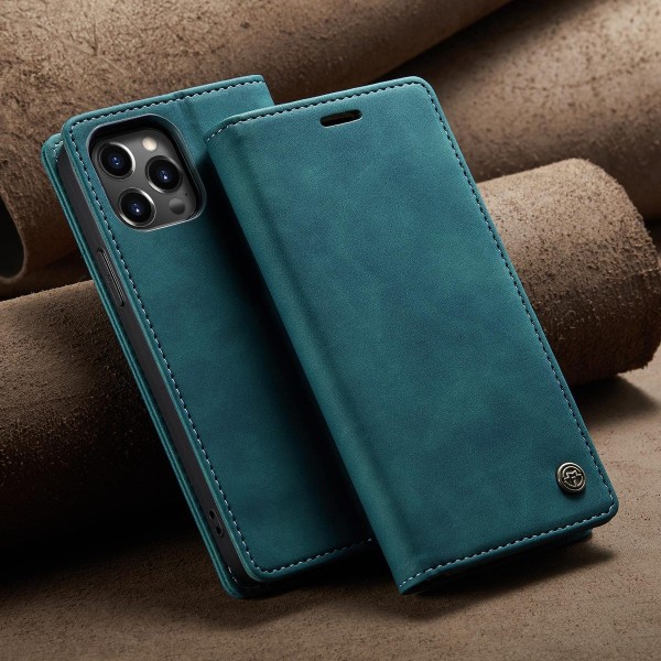 Чохол-книжка CaseMe Нубук для iPhone 15 Pro бірюзовий