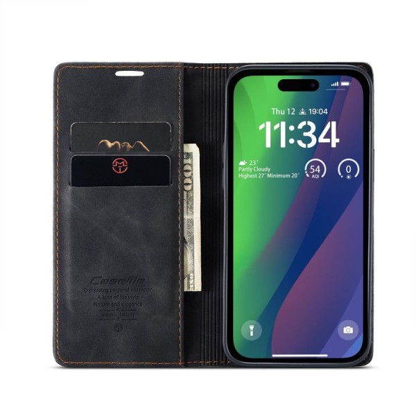 Чохол-книжка CaseMe Нубук для iPhone 15 чорний