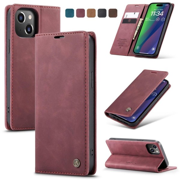 Чохол-книжка CaseMe Нубук для iPhone 15 бордовий