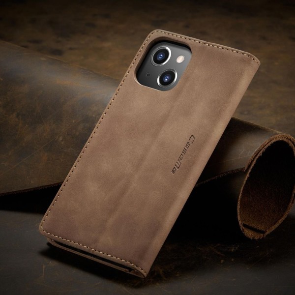 Чохол-книжка CaseMe Нубук для iPhone 15 світло-коричневий