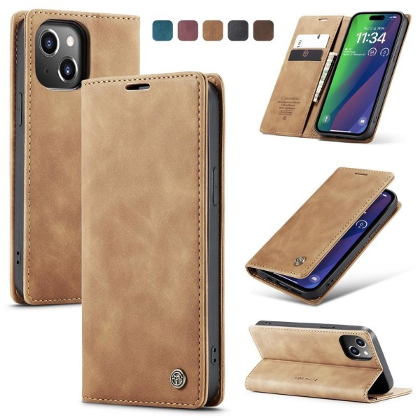 Чохол-книжка CaseMe Нубук для iPhone 15 світло-коричневий