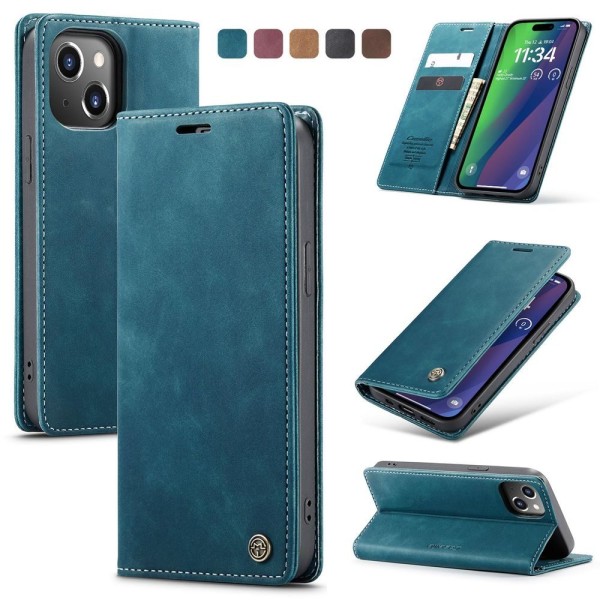 Чохол-книжка CaseMe Нубук для iPhone 15 бірюзовий