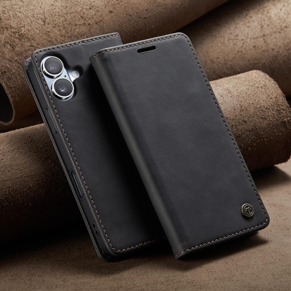 Чохол-книжка CaseMe Нубук для iPhone 16 Plus чорний