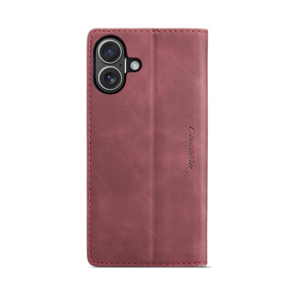Чохол-книжка CaseMe Нубук для iPhone 16 Plus бордовий