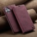 Чохол-книжка CaseMe Нубук для iPhone 16 Plus бордовий