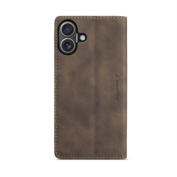 Чехол-книжка CaseMe Нубук для iPhone 16 Plus тёмно-коричневый