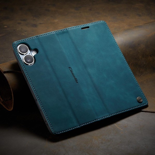 Чохол-книжка CaseMe Нубук для iPhone 16 Plus бірюзовий