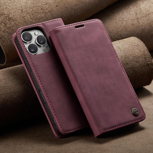 Чохол-книжка CaseMe Нубук для iPhone 16 Pro Max бордовий