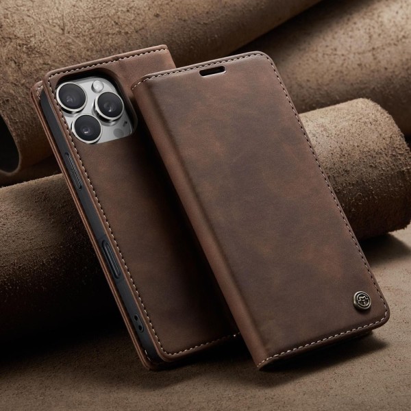 Чохол-книжка CaseMe Нубук для iPhone 16 Pro Max темно-коричневий