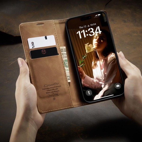 Чохол-книжка CaseMe Нубук для iPhone 16 Pro Max світло-коричневий