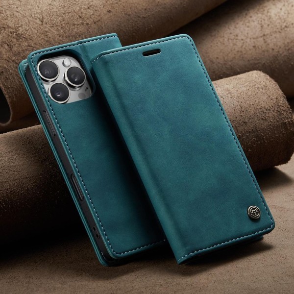 Чохол-книжка CaseMe Нубук для iPhone 16 Pro Max бірюзовий