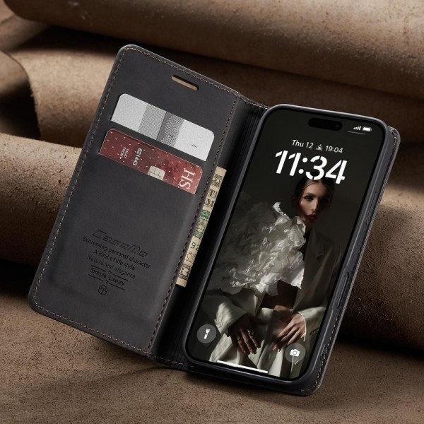 Чохол-книжка CaseMe Нубук для iPhone 16 Pro чорний
