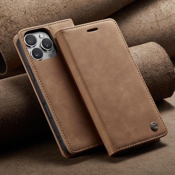 Чохол-книжка CaseMe Нубук для iPhone 16 Pro світло-коричневий