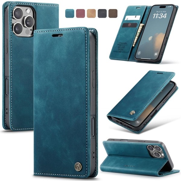 Чохол-книжка CaseMe Нубук для iPhone 16 Pro бірюзовий
