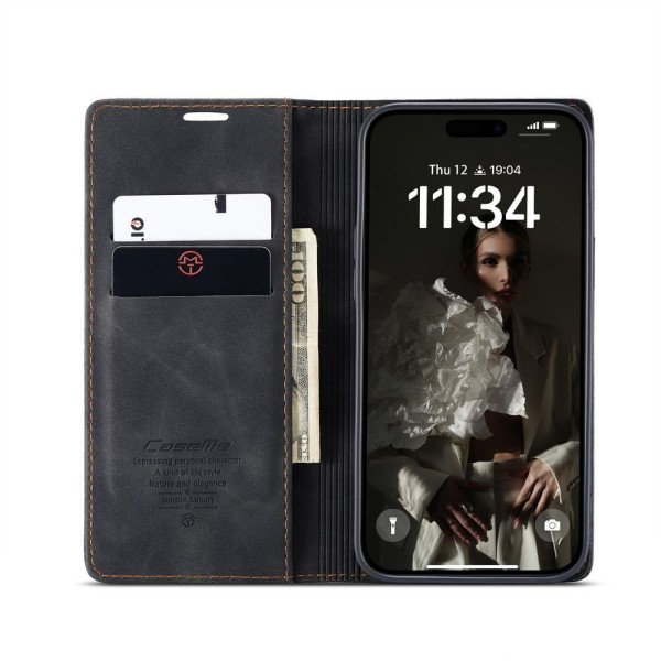 Чохол-книжка CaseMe Нубук для iPhone 16 чорний