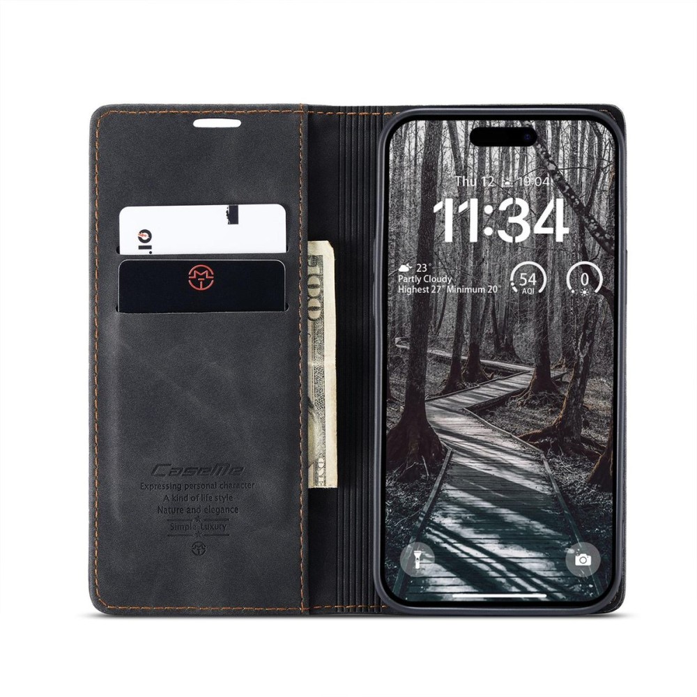 Чохол-книжка CaseMe Нубук для iPhone 17 Pro Max чорний
