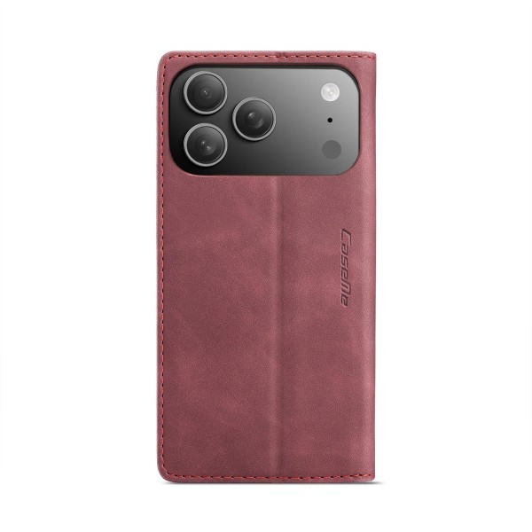 Чохол-книжка CaseMe Нубук для iPhone 17 Pro Max бордовий