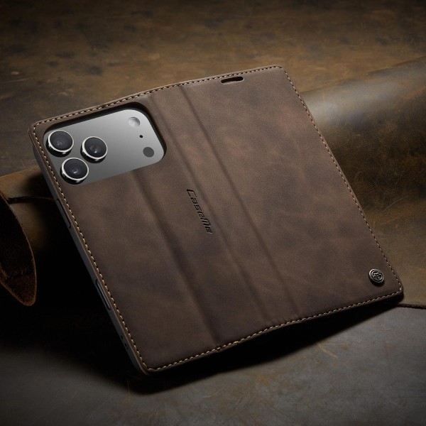 Чохол-книжка CaseMe Нубук для iPhone 17 Pro Max темно-коричневий