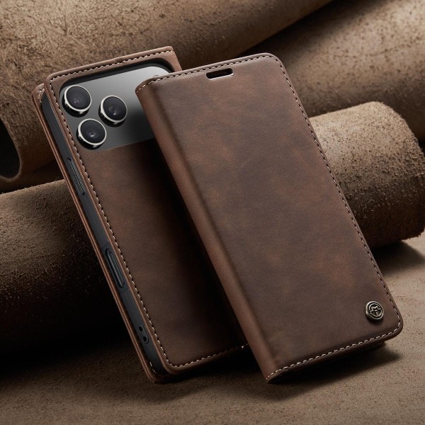 Чохол-книжка CaseMe Нубук для iPhone 17 Pro Max темно-коричневий