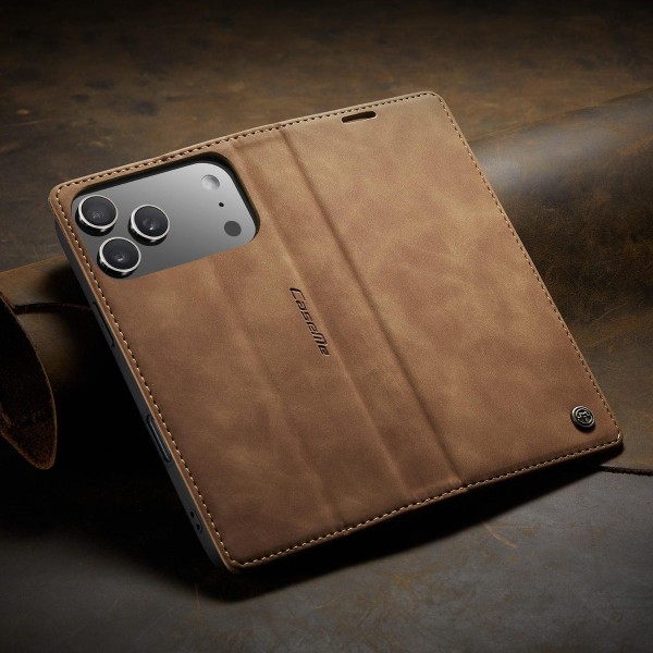 Чохол-книжка CaseMe Нубук для iPhone 17 Pro Max світло-коричневий