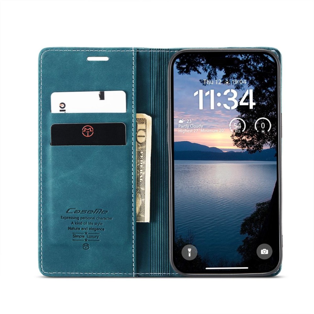 Чохол-книжка CaseMe Нубук для iPhone 17 Pro Max бірюзовий